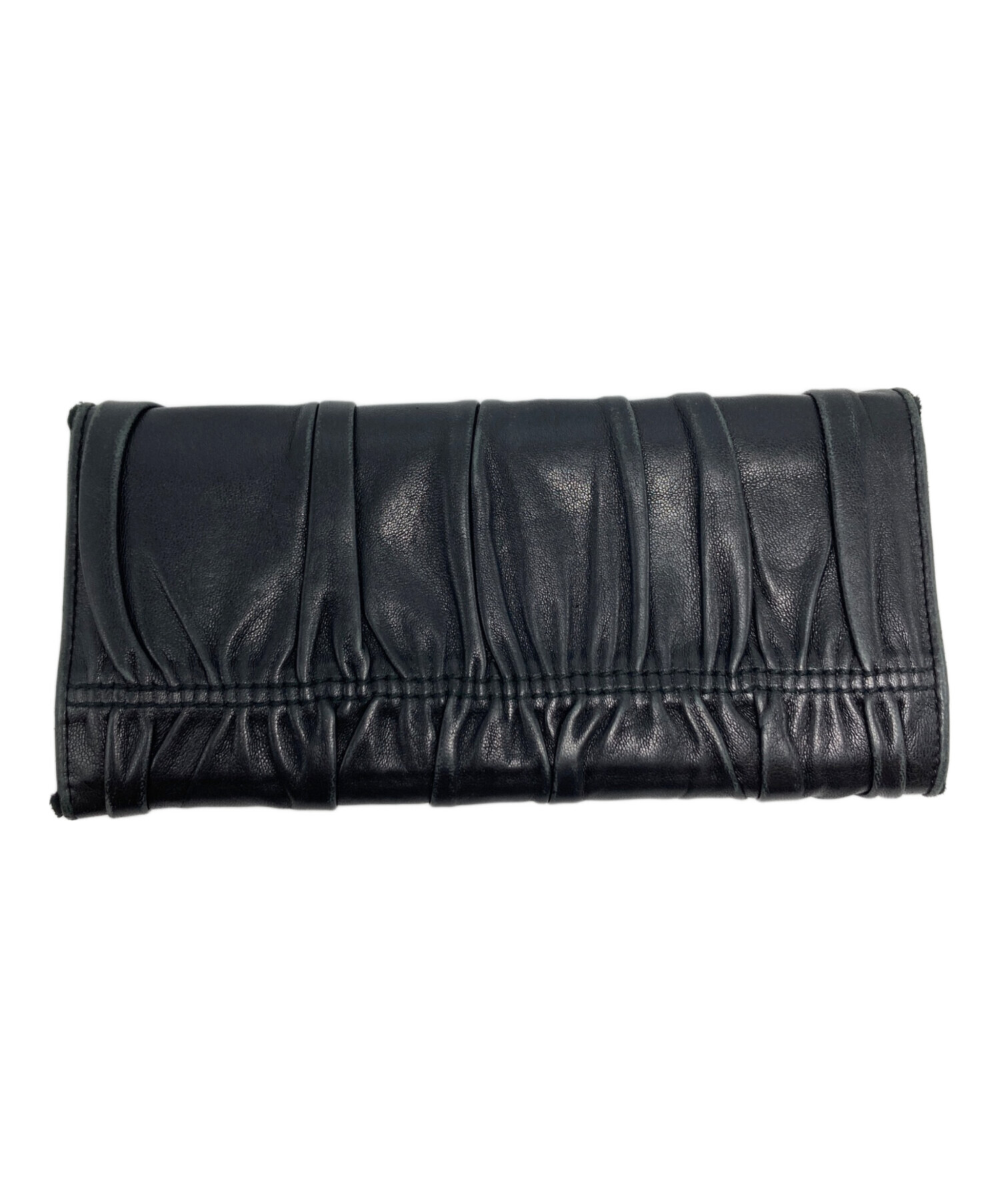 中古・古着通販】PRADA (プラダ) ギャザー長財布/1M1132 ブラック 