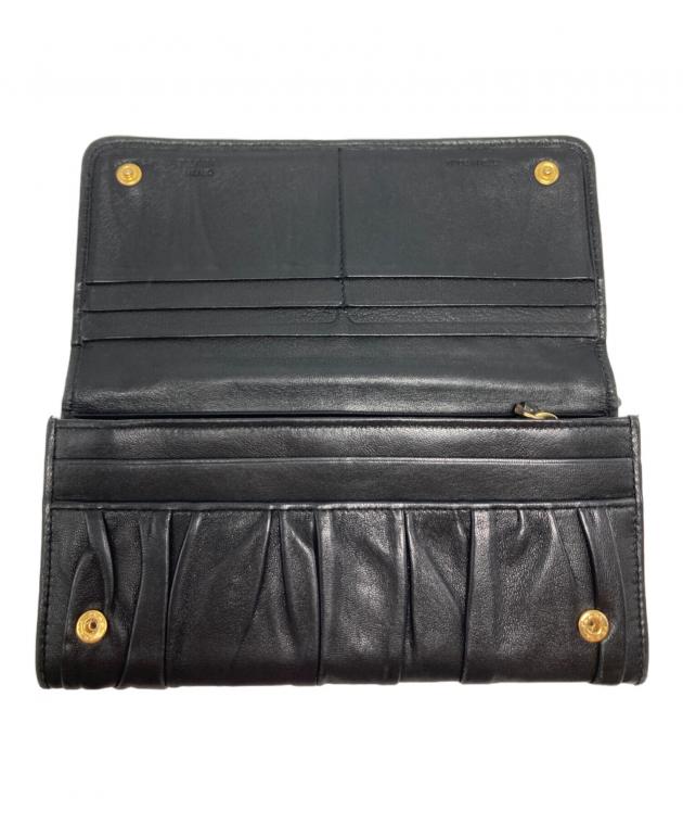 中古・古着通販】PRADA (プラダ) ギャザー長財布/1M1132 ブラック
