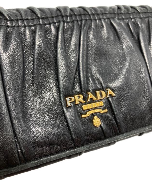 中古・古着通販】PRADA (プラダ) ギャザー長財布/1M1132 ブラック