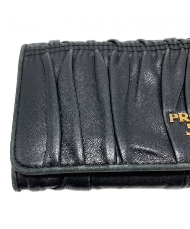 中古・古着通販】PRADA (プラダ) ギャザー長財布/1M1132 ブラック