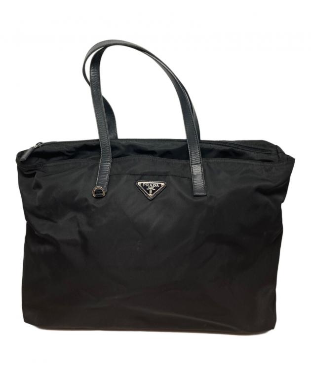 プラダ黒　トートバッグ　ナイロン　
手さげバッグ　ハンドバッグ　人気 中古・古着通販】PRADA (プラダ) ナイロントートバッグ ブラック
