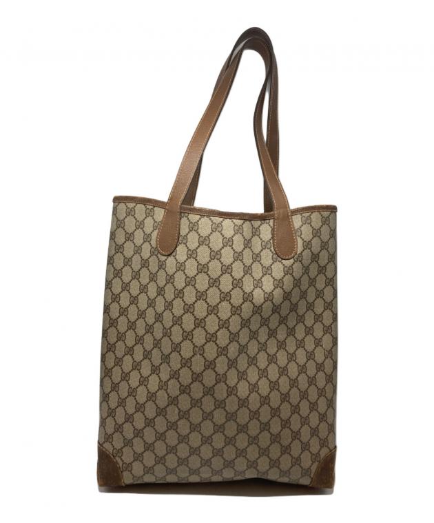 GUCCI ブラウン トートバッグ 大きめ 中古・古着通販】GUCCI (グッチ) GGトートバッグ ブラウン サイズ