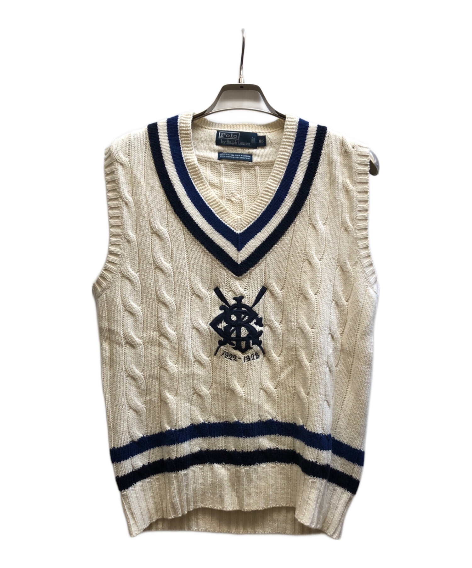 ラルフローレン　ケーブル編み　Vネックベスト Sホワイト　美品 中古・古着通販】POLO RALPH LAUREN (ポロ・ラルフローレン) ケーブル