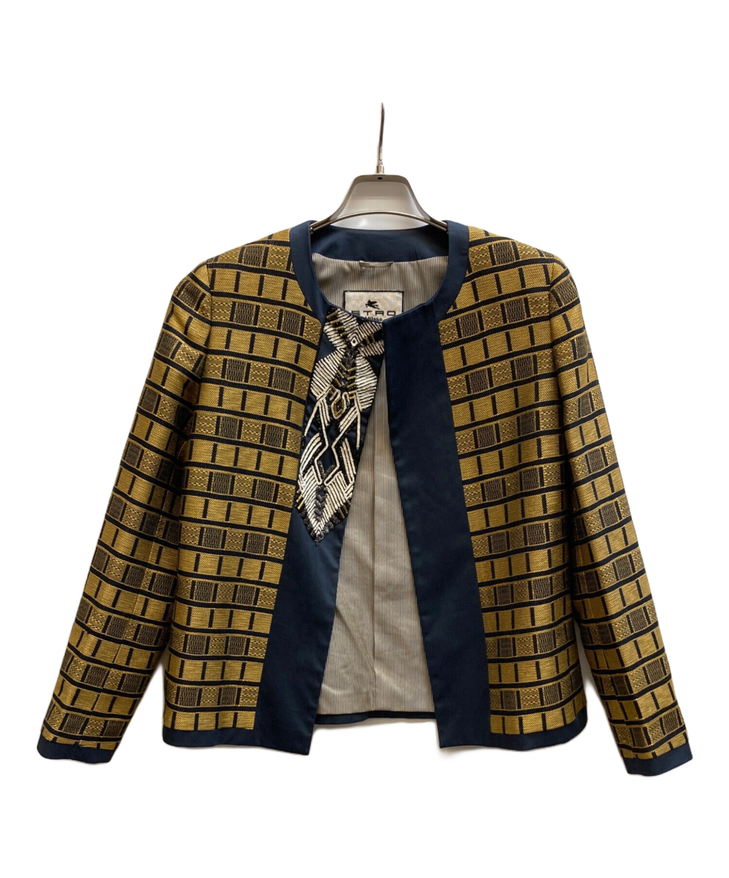 中古・古着通販】ETRO (エトロ) ノーカラージャケット ネイビー 
