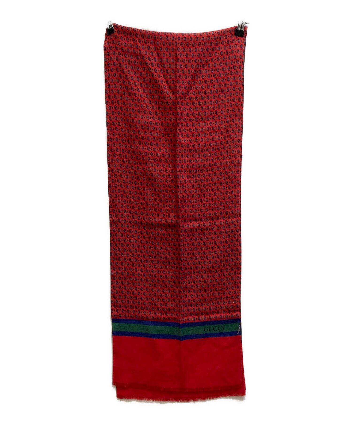 GUCCI グッチ　ストール　赤 中古・古着通販】GUCCI (グッチ) タイタンフリース柄シルクブレンド
