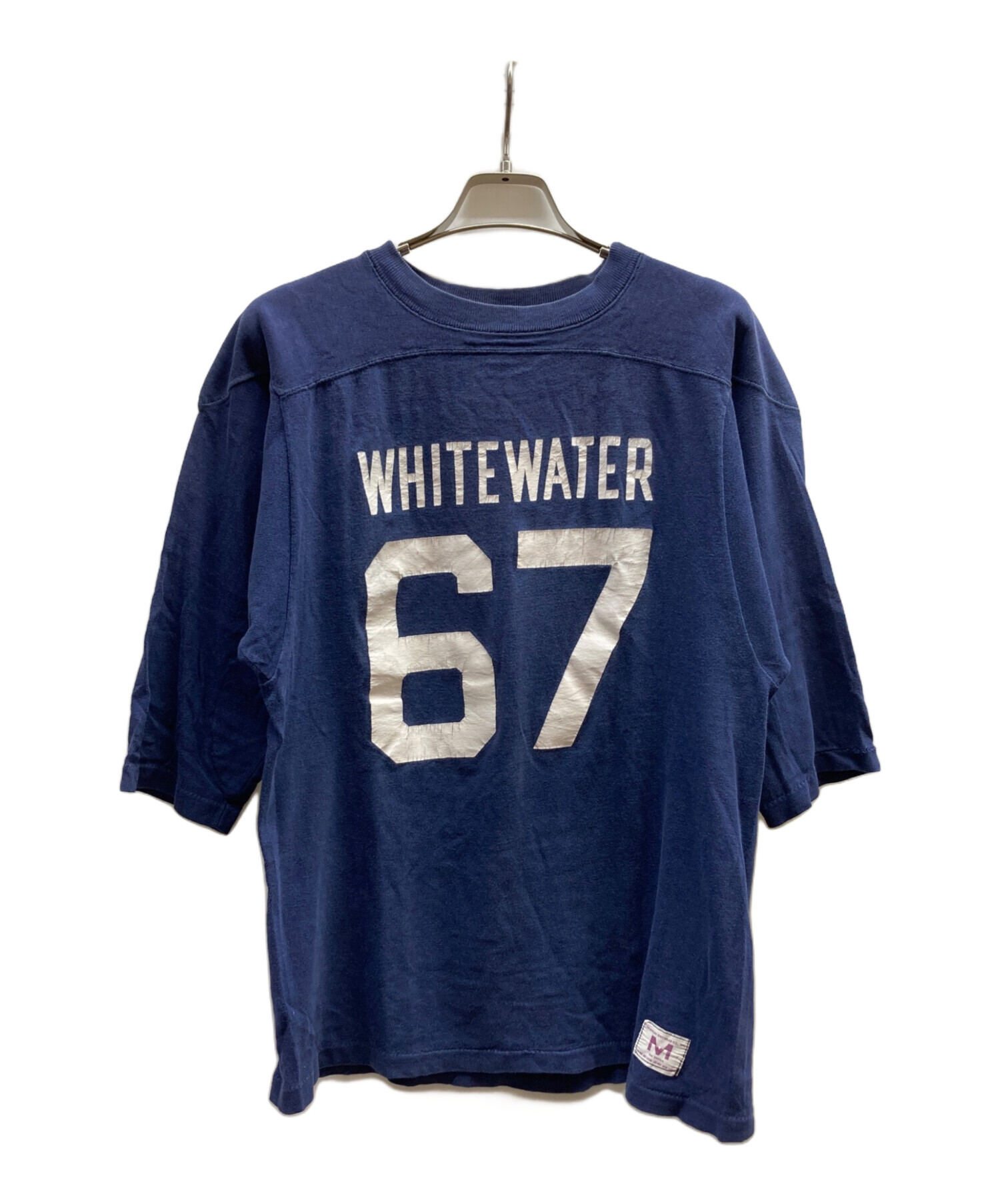 Champion ネイビー フットボールシャツ LARGE 中古・古着通販】Champion (チャンピオン) フットボールTシャツ