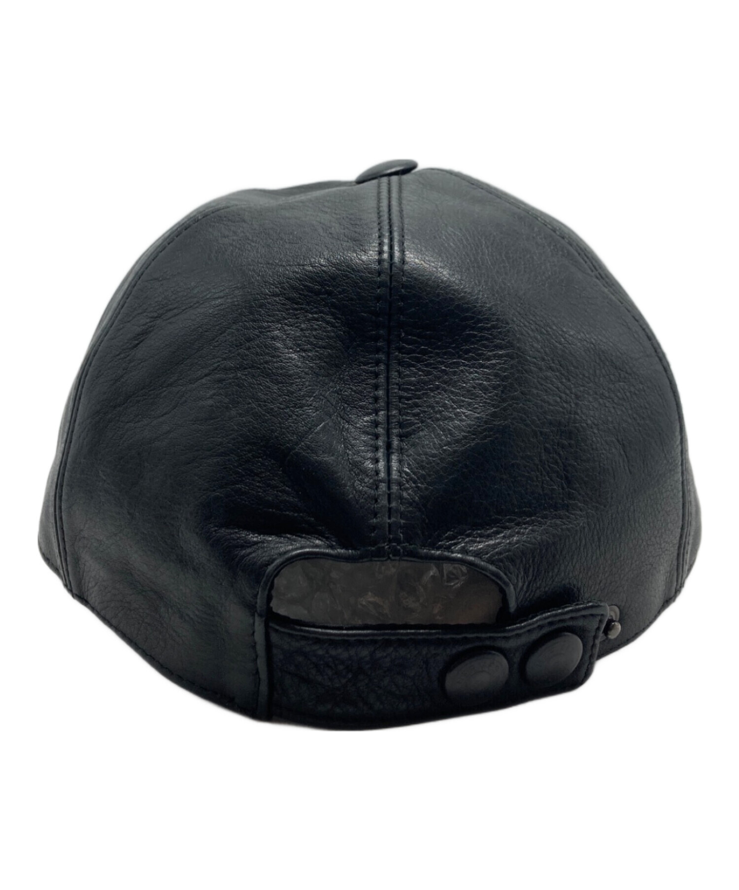 中古・古着通販】HERMES (エルメス) レザーキャップ ブラック サイズ