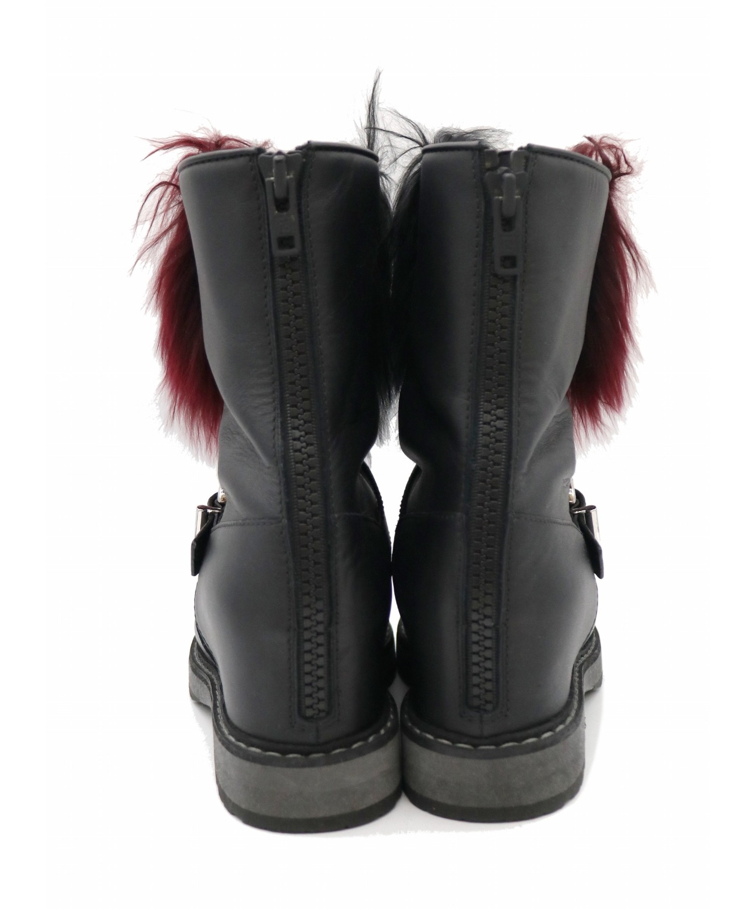 りーれ美品★FENDI フェンディ ブーツ 38 TWICE ミナさん着用 FENDI レザー バイカーブーツ (FENDI/ショート