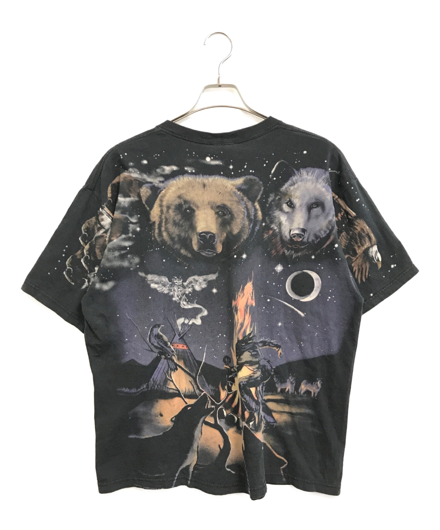 90s リキッドブルー　Liquid Blue 総柄 　Tシャツ ベアー 熊 希少90s LIQUID BLUE Grizzly Bear Tシャツ USA製