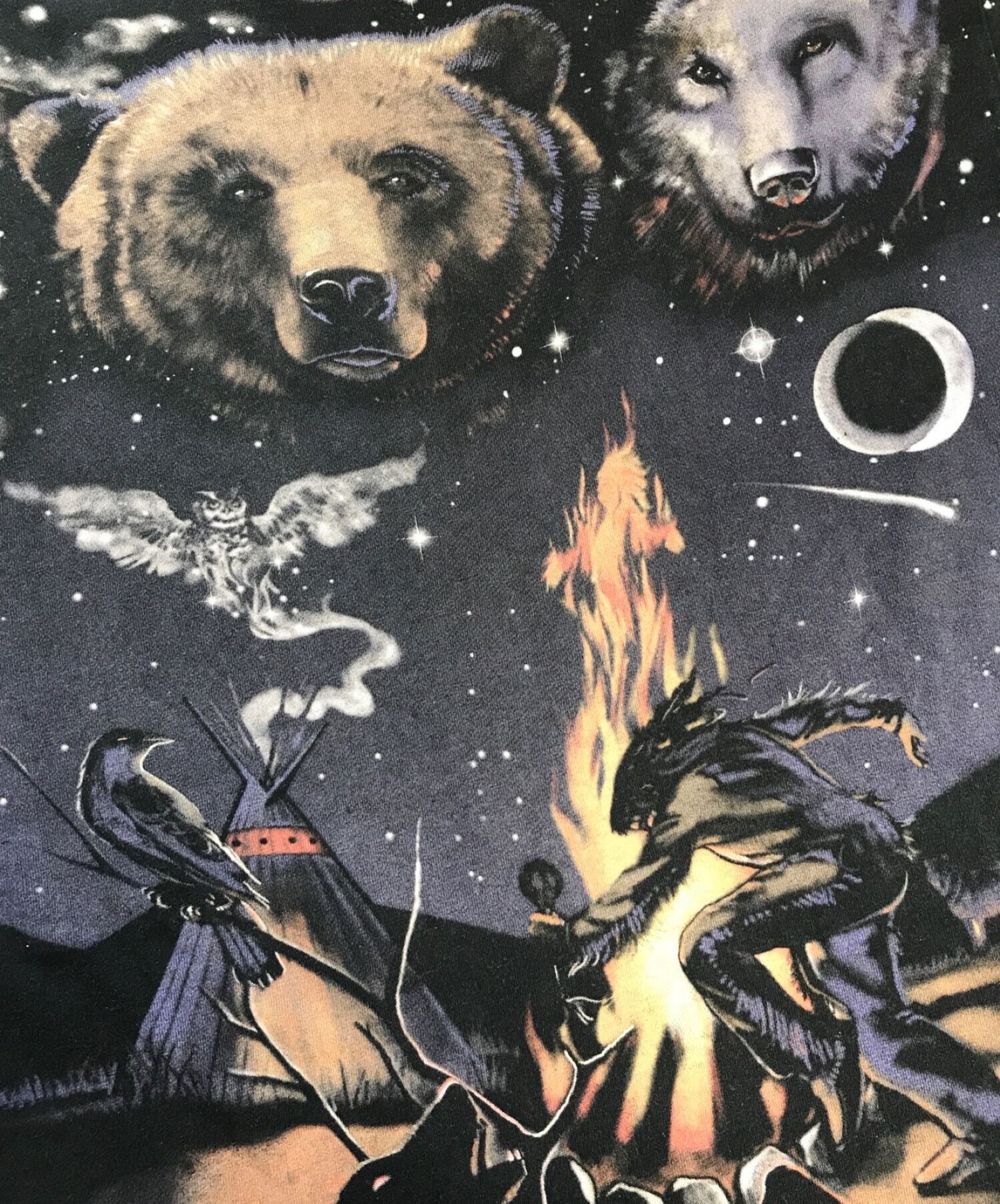 90s リキッドブルー　Liquid Blue 総柄 　Tシャツ ベアー 熊 中古・古着通販】LIQUID BLUE (リキッドブルー) [古着]オールオーバー