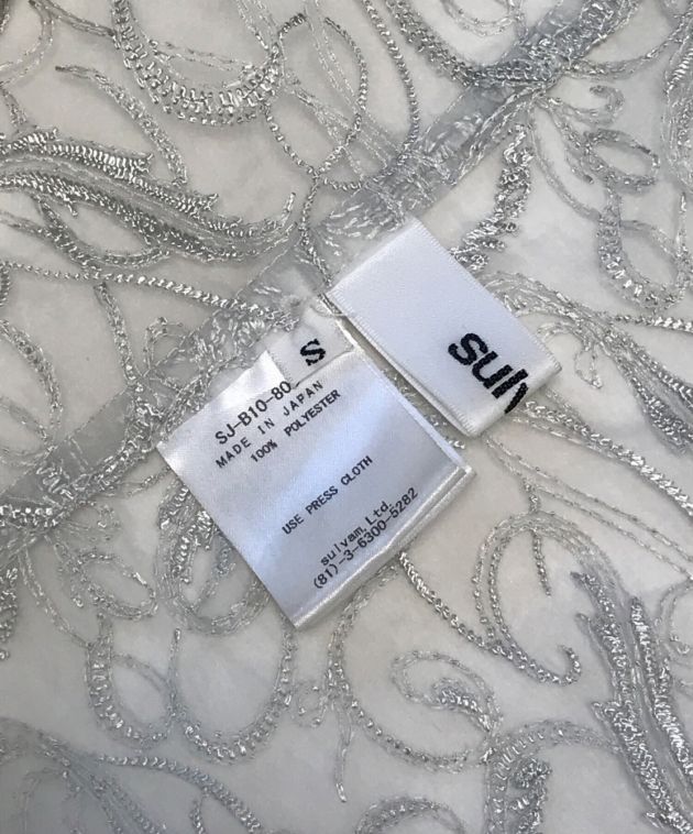 中古・古着通販】sulvam (サルバム) 刺繍シアー半袖シャツ グレー