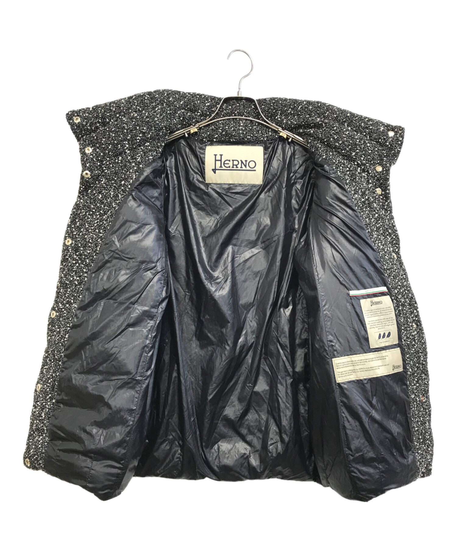 中古・古着通販】HERNO (ヘルノ) ツイードダウンジャケット グレー