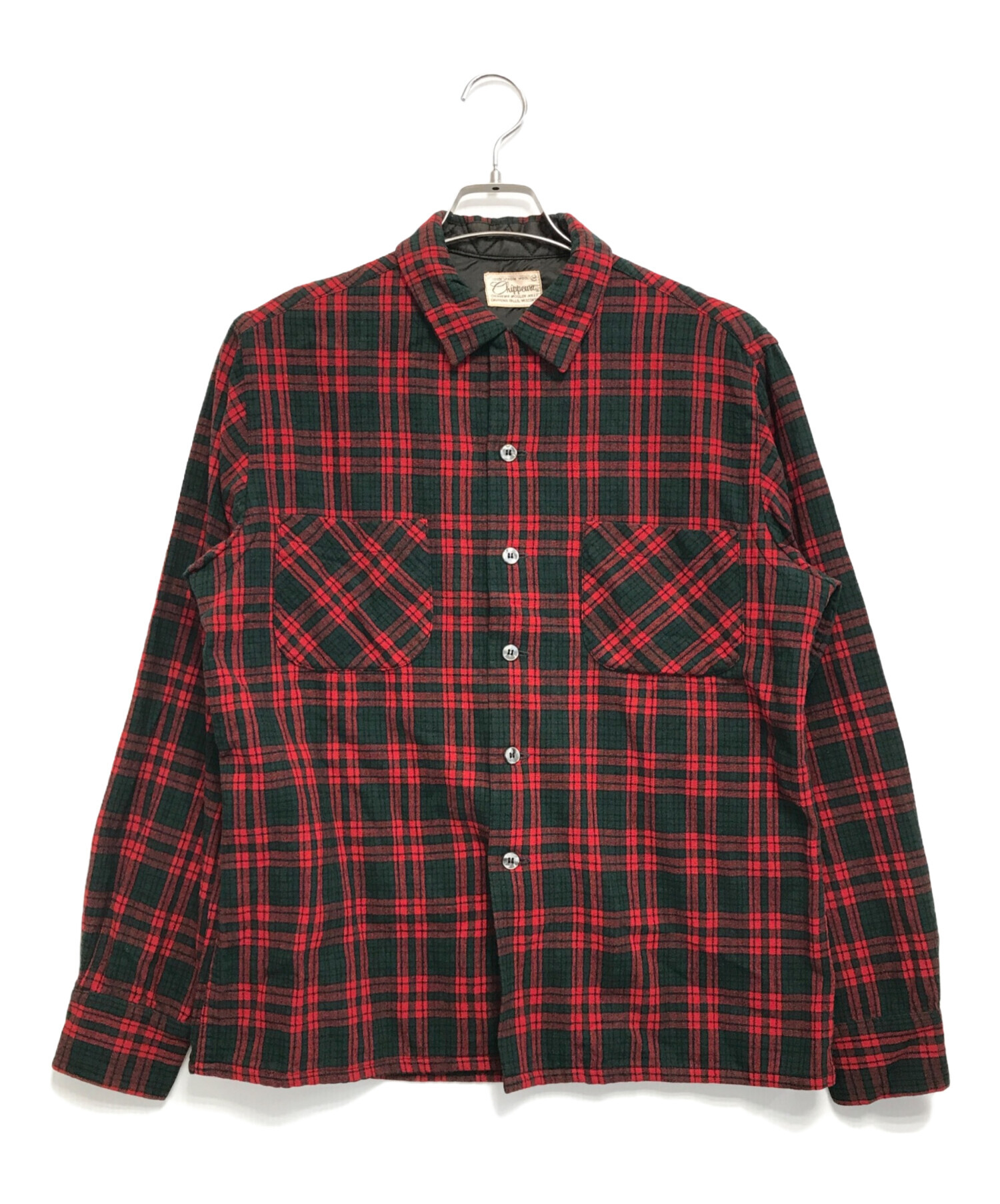 中古・古着通販】CHIPPEWA (チペワ) ウールシャツ レッド サイズ:M