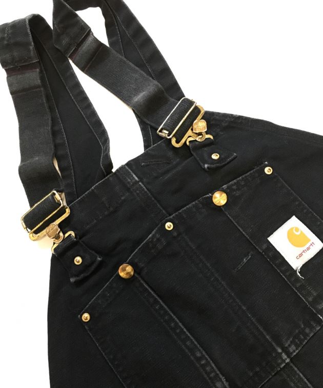 00M194◯ Carhartt ブラック キルティング オーバーオール W36 USED