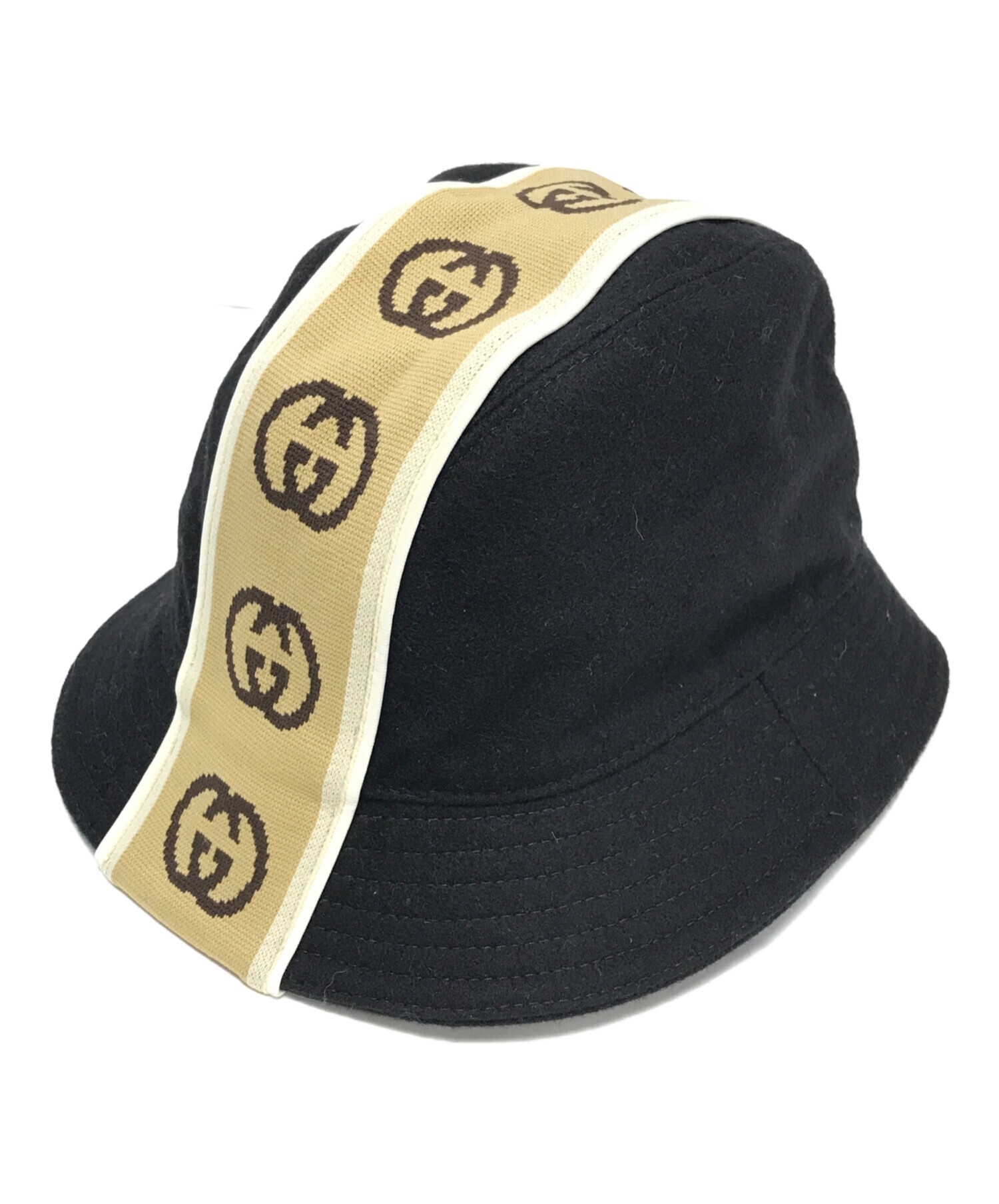 中古・古着通販】GUCCI (グッチ) GGキャンバスバケットハット ブラック