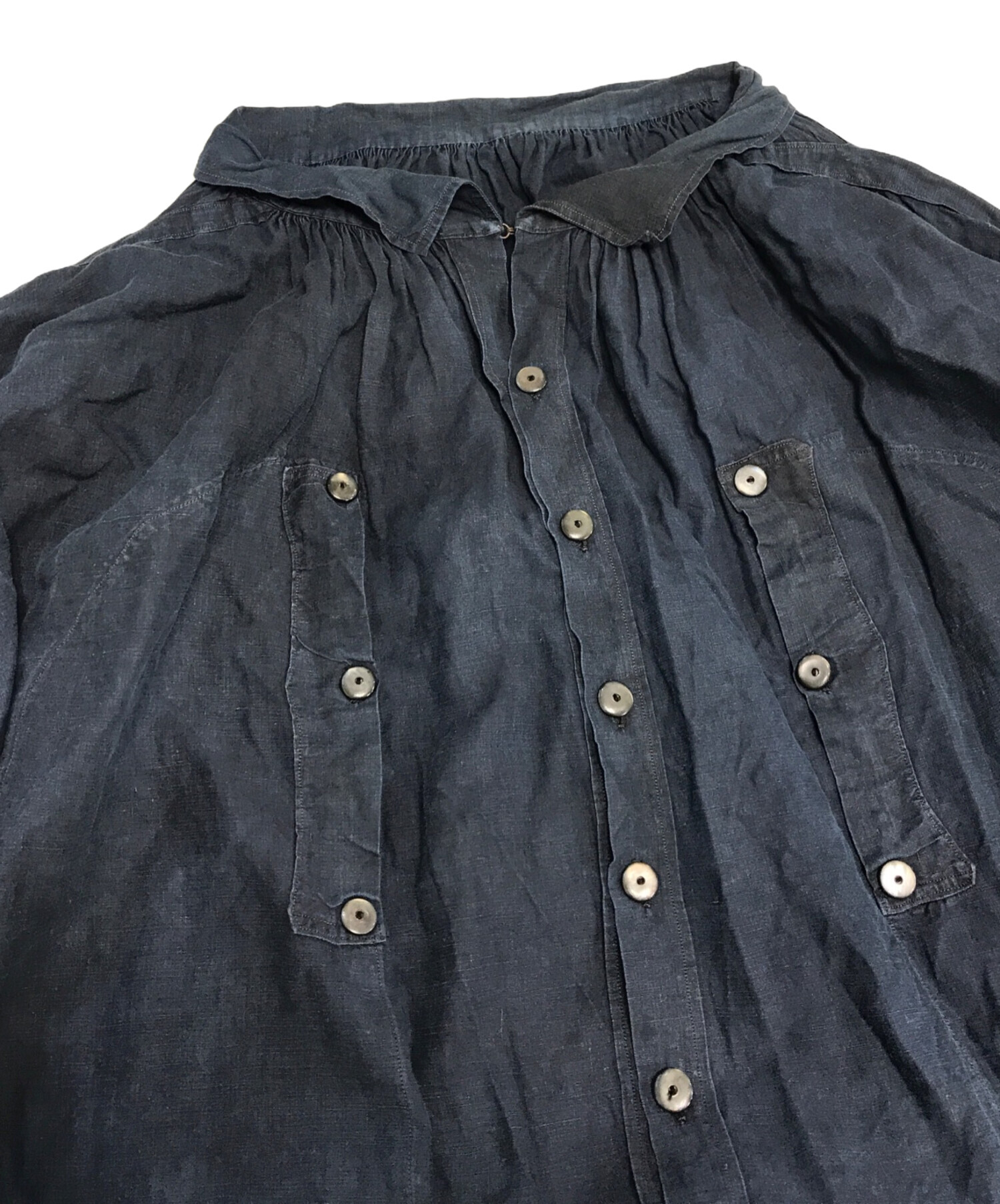 20'S インディゴリネン　マキニョンスモック Yahoo!オークション - 19世紀 フランス アンティーク インディゴリネン