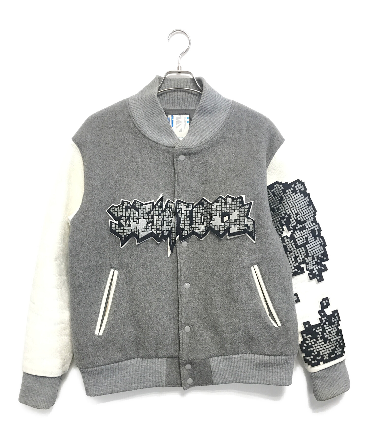 中古・古着通販】DEVILOCK (デヴィロック) 袖レザースタジャン グレー