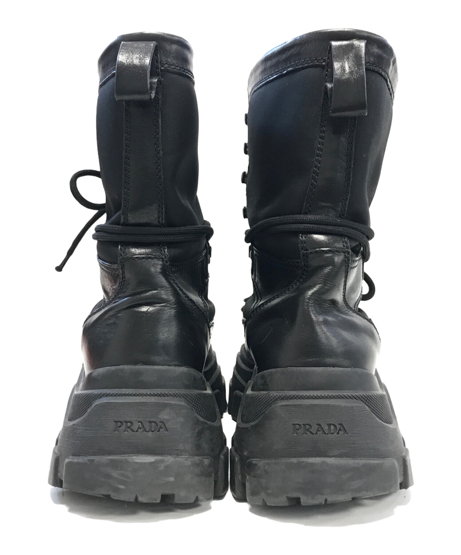 PRADA プラダ ナイロン切替コンバットブーツ 2UE011 26cm レザー 中古・古着通販】PRADA (プラダ) レザーナイロンコンバットブーツ