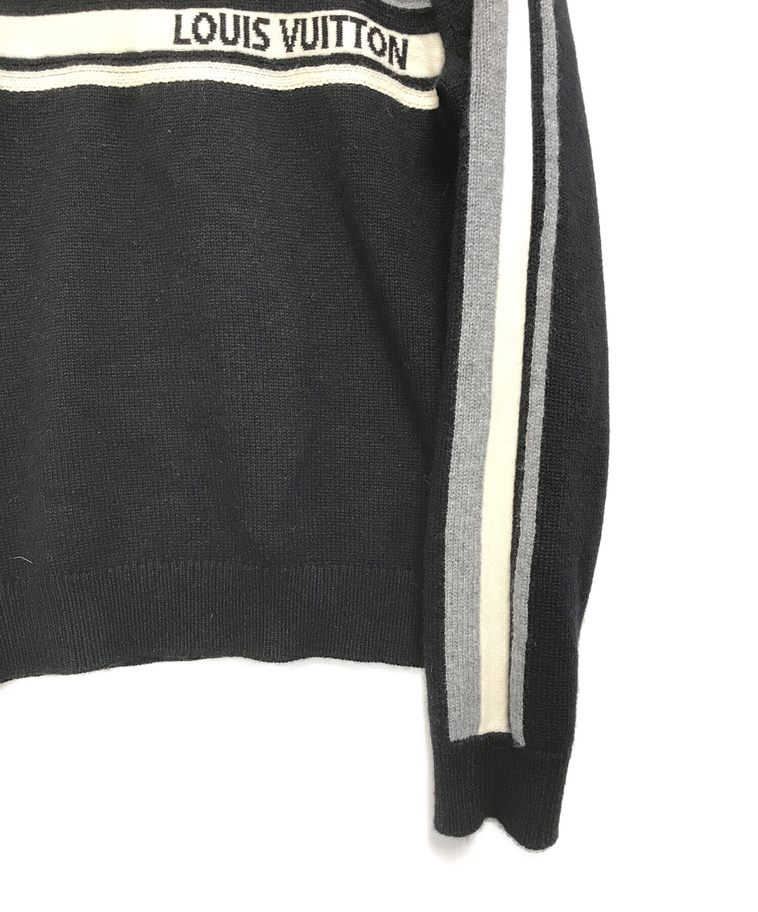 未使用級　ルイヴィトン　ニット　カシミヤ　ロゴ　セーター　切替　ブラック　XS 未使用級 ルイヴィトン ニット カシミヤ ロゴ セーター 切替 ブラック