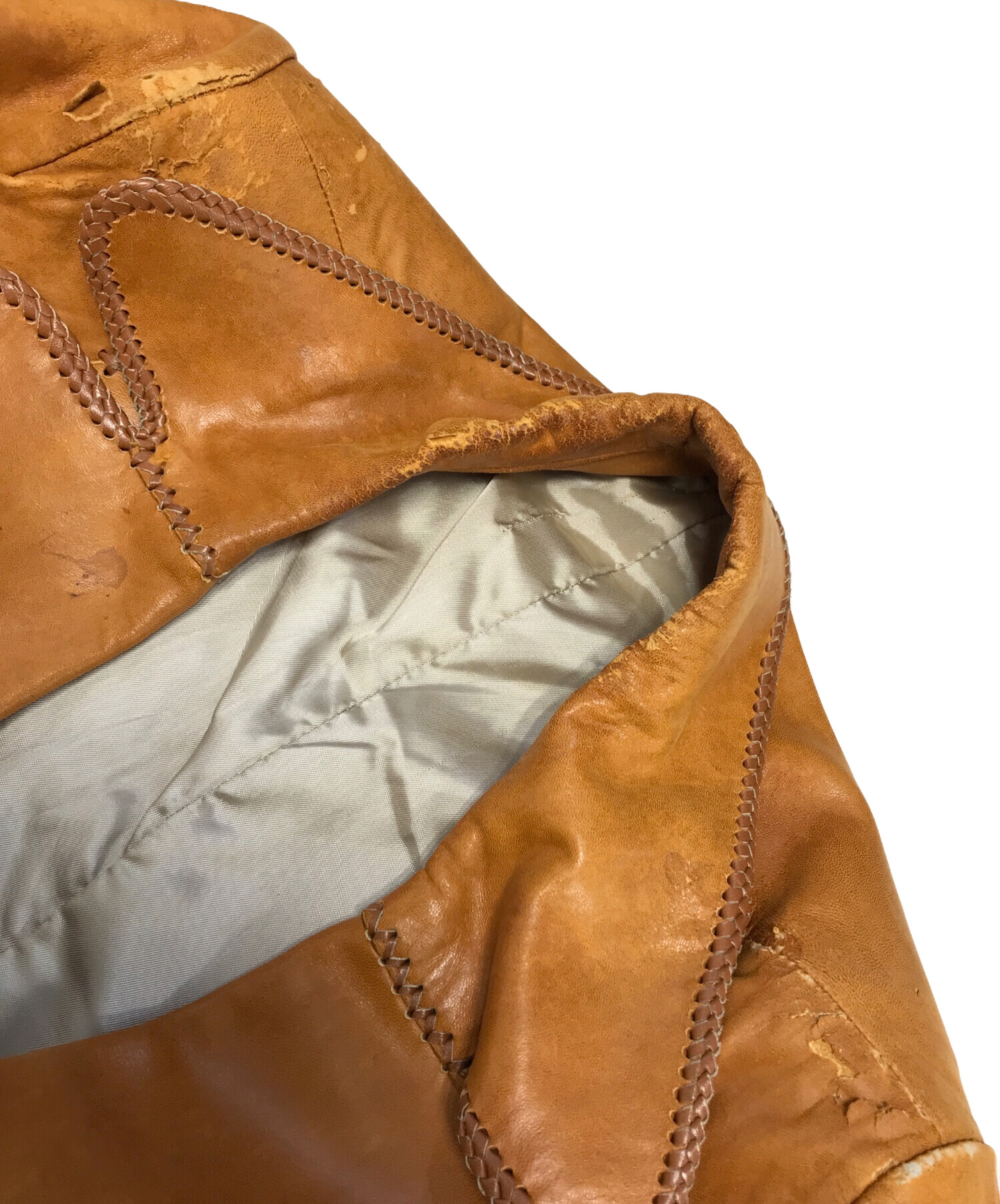 中古・古着通販】VINTAGE (ヴィンテージ) レザージャケット ブラウン