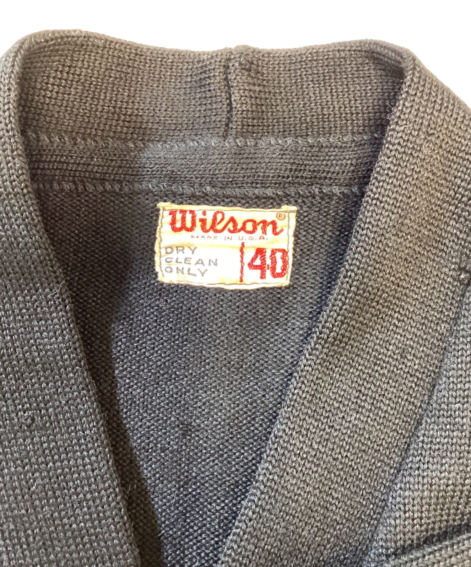 希少 60s ビンテージ Wilson 黒 レタード カーディガン USA製 中古・古着通販】Wilson (ウィルソン) レタードカーディガン ブラック
