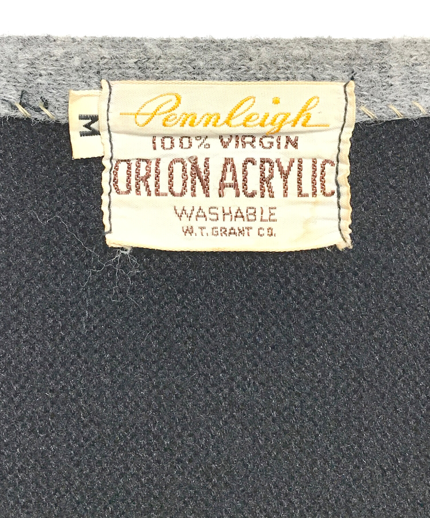 60s USA製 Pennleigh アクリルニットカーディガン ブラック L 古着 ～70年代 PENNLEIGH アクリルニットカーディガン メンズM相当