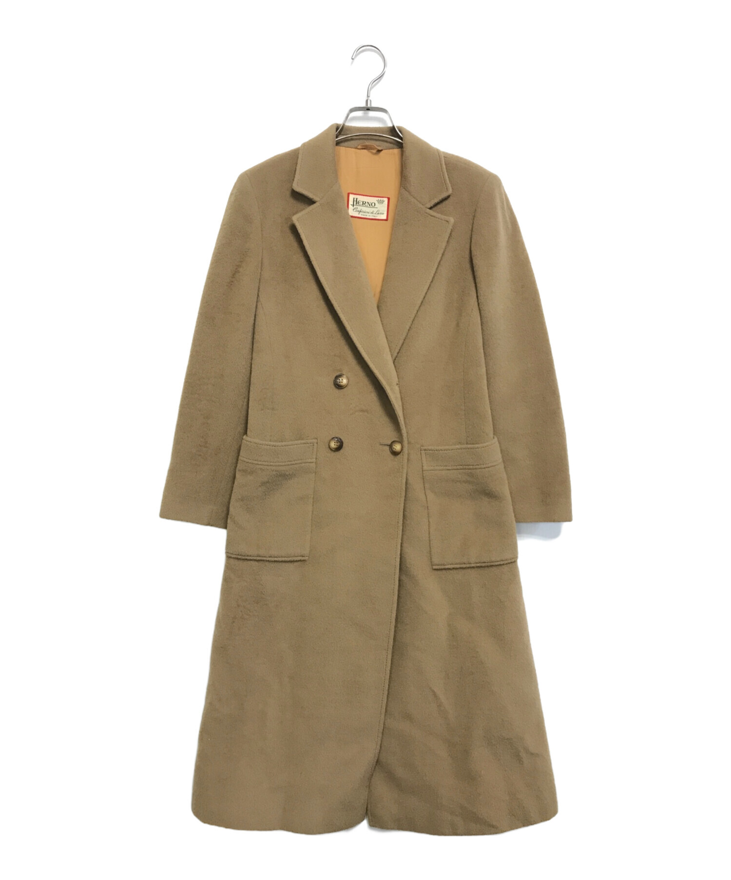 HERNO ヘルノ　カシミヤ ウール　コート 中古・古着通販】HERNO (ヘルノ) ウールカシミヤダブルコート カーキ