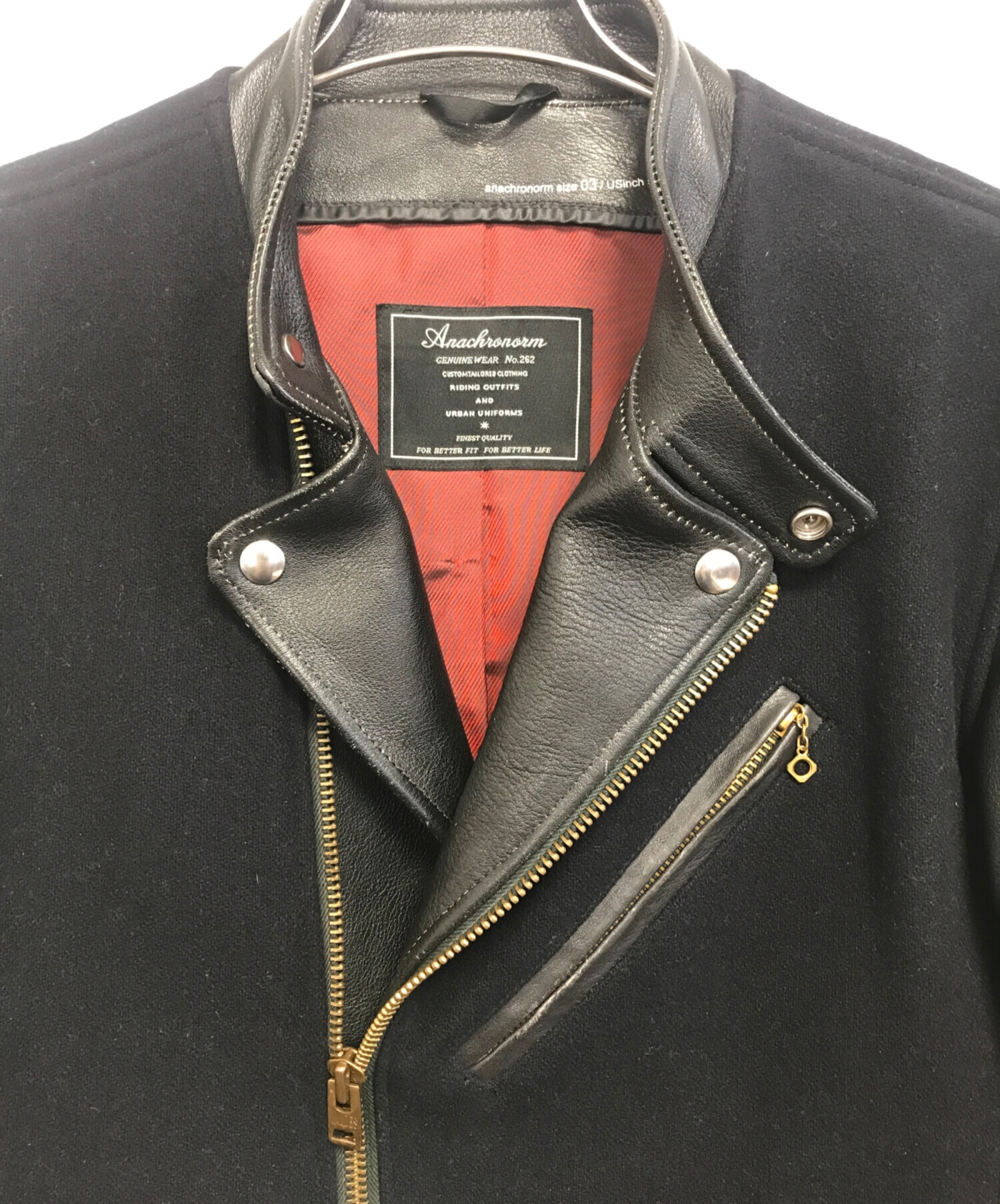 中古・古着通販】anachronorm (アナクロノーム) ウール切替ライダース  