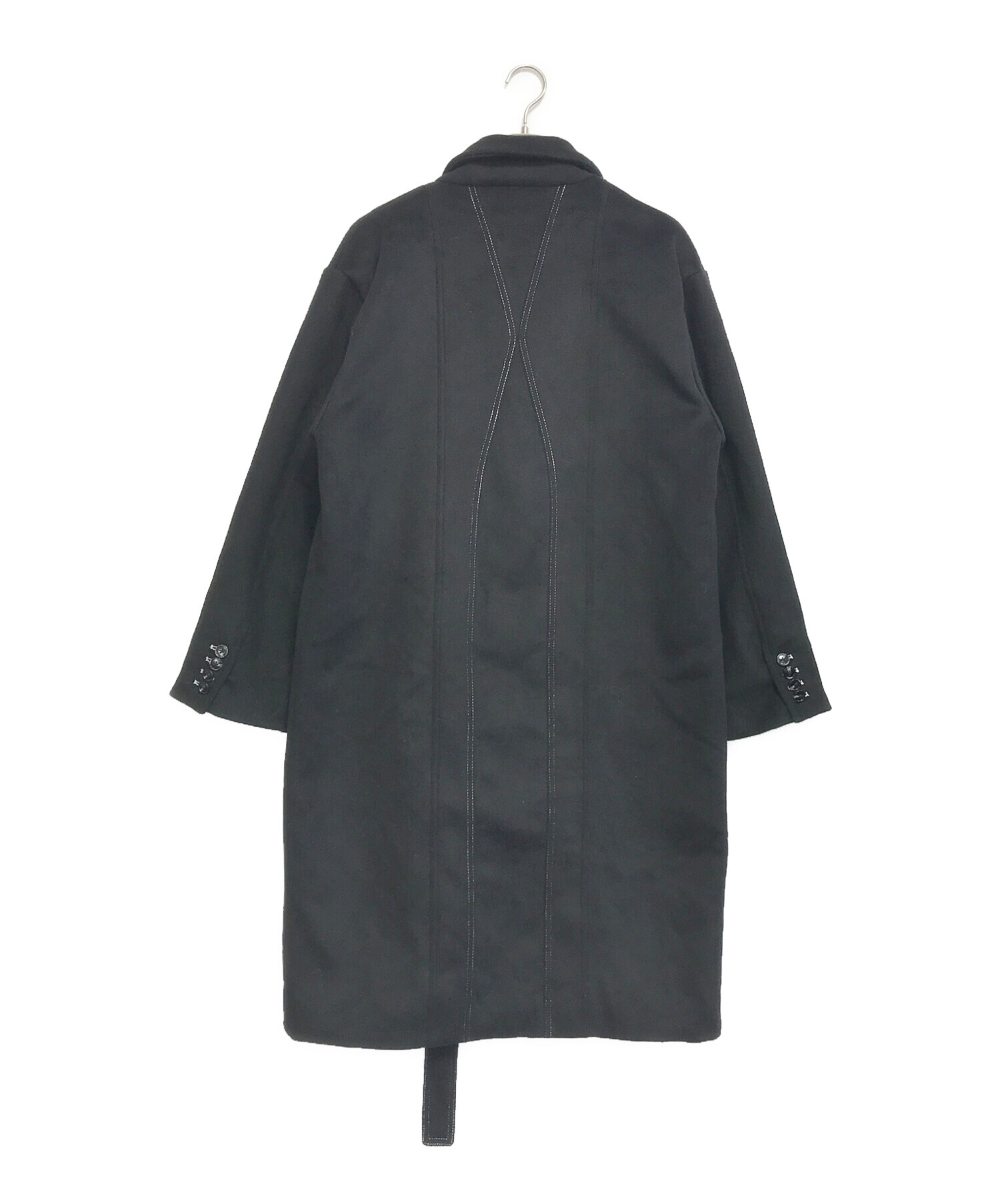 Kooi 黒　チェスターコート 中古・古着通販】kooi (コーイ) ステッチデザインチェスターコート