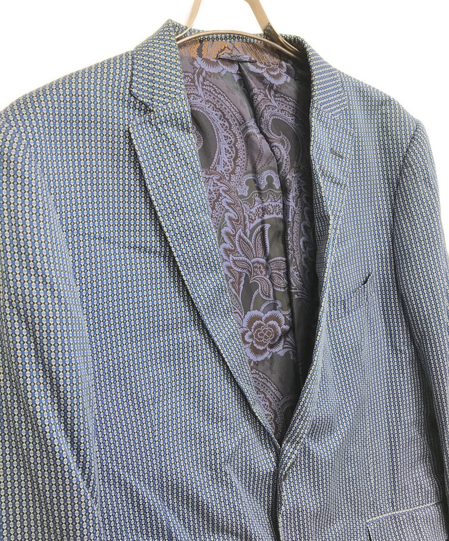 中古・古着通販】ETRO (エトロ) 総柄テーラードジャケット ブルー