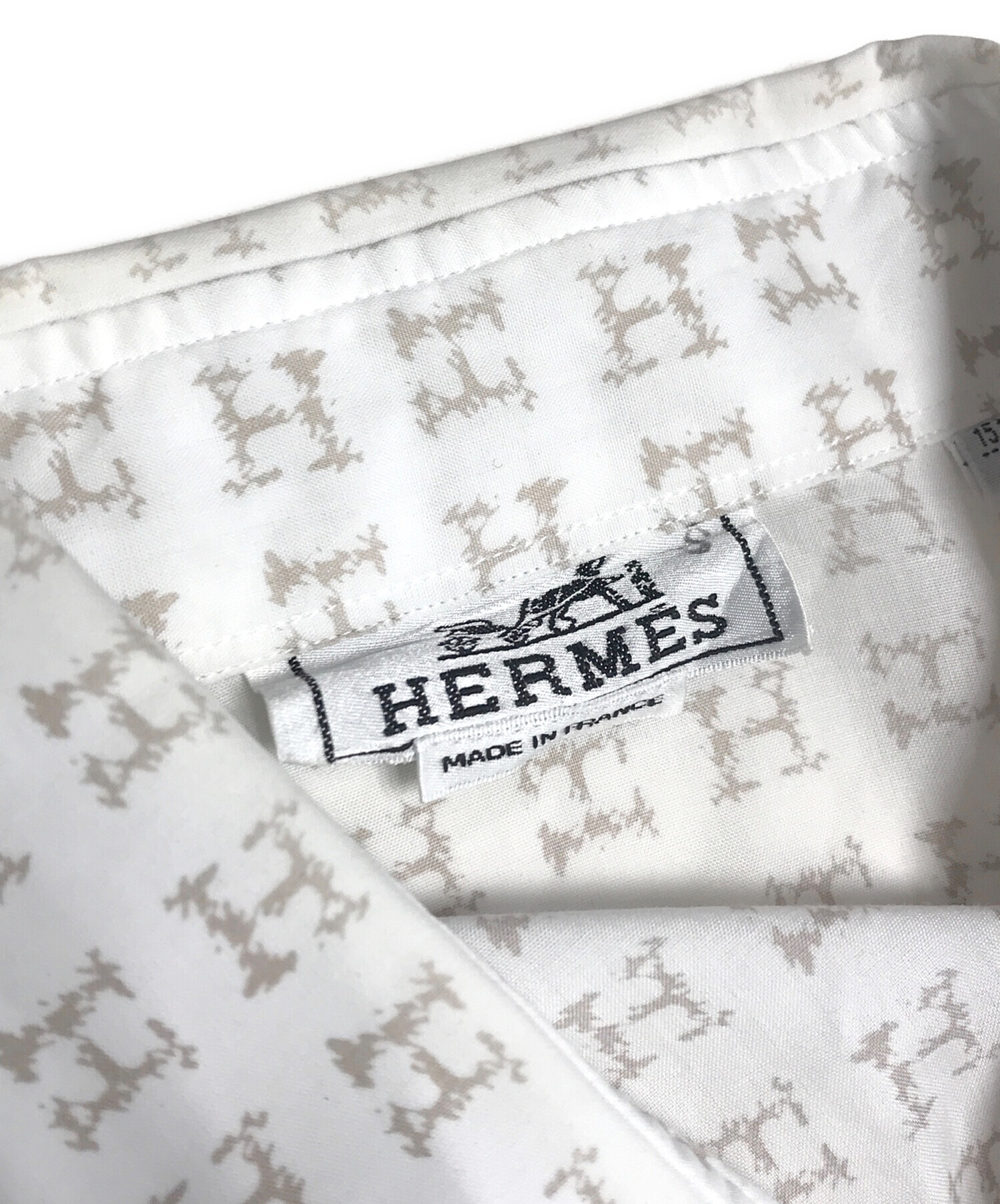 中古・古着通販】HERMES (エルメス) Hロゴ長袖シャツ ホワイト サイズ 