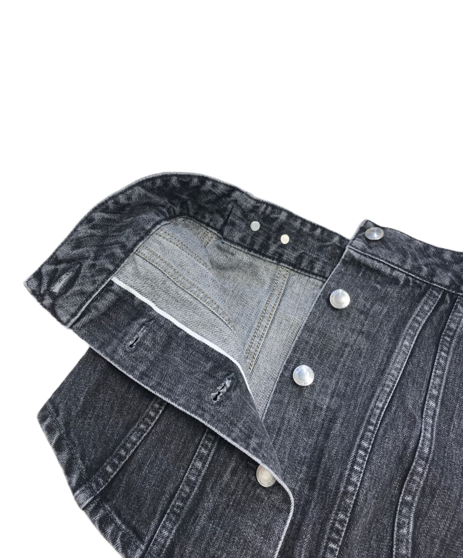 中古・古着通販】HYKE (ハイク) DENIM STRAPLESS TOP ブラック サイズ