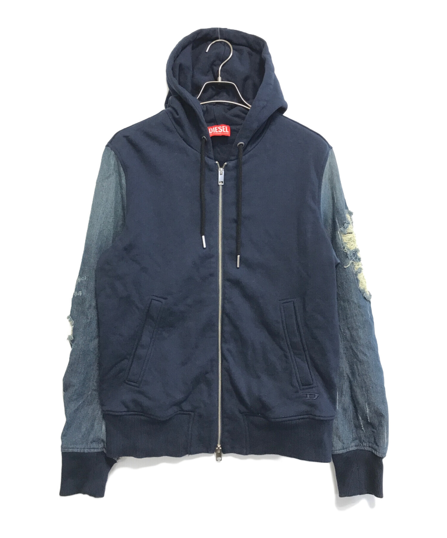 中古・古着通販】DIESEL (ディーゼル) デニム切替ジップパーカー 