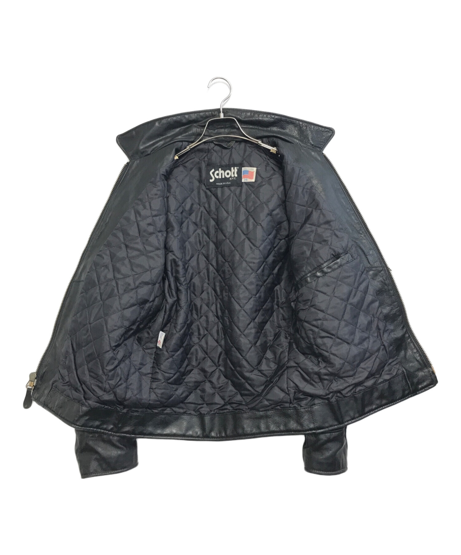 Schott ブラックレザー ジャケット 36 Schott(ショット) / レザージャケット/36/ブラック/USA製/ideal/ボア