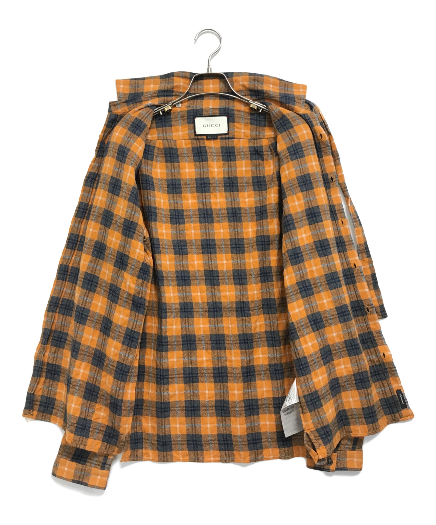 中古・古着通販】GUCCI (グッチ) チェックシャツ オレンジ サイズ:39