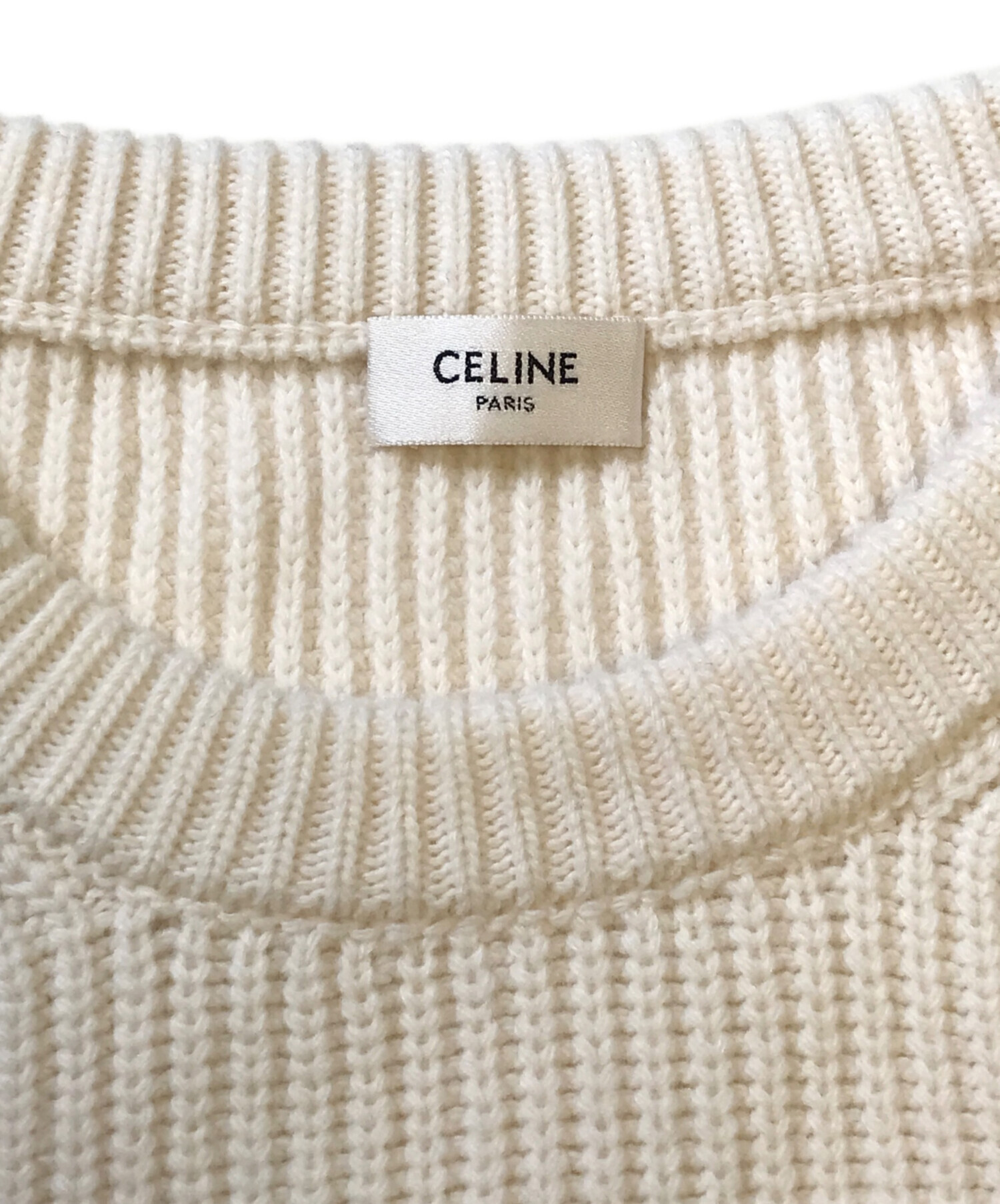 中古・古着通販】CELINE (セリーヌ) スパンコールロゴニット ベージュ
