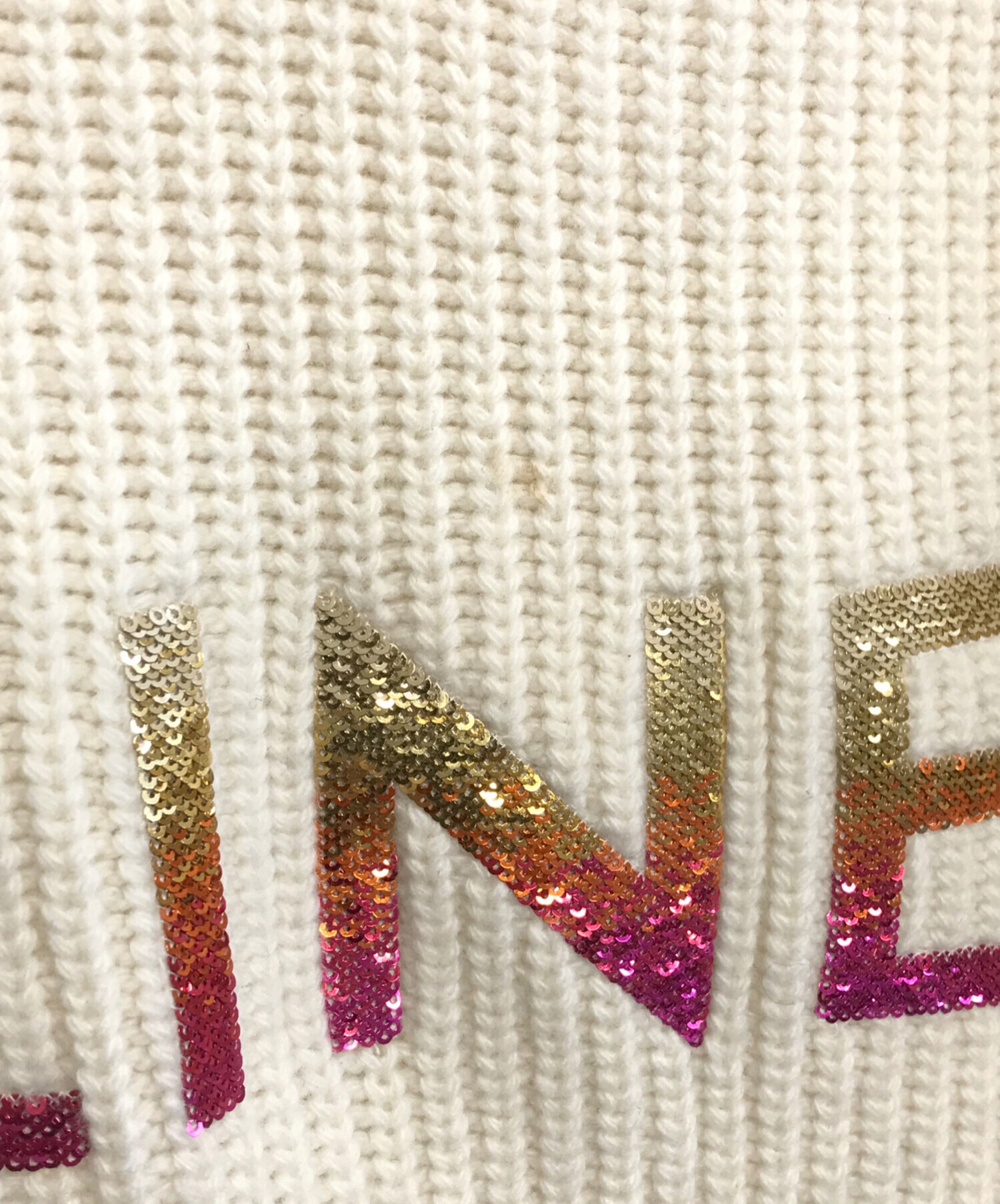 中古・古着通販】CELINE (セリーヌ) スパンコールロゴニット ベージュ