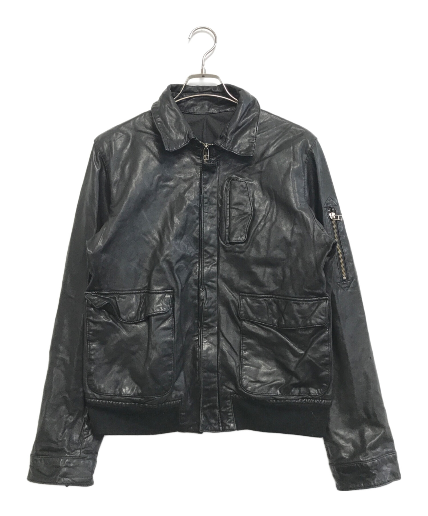 中古・古着通販】VINTAGE (ヴィンテージ) レザーブルゾン ブラック 