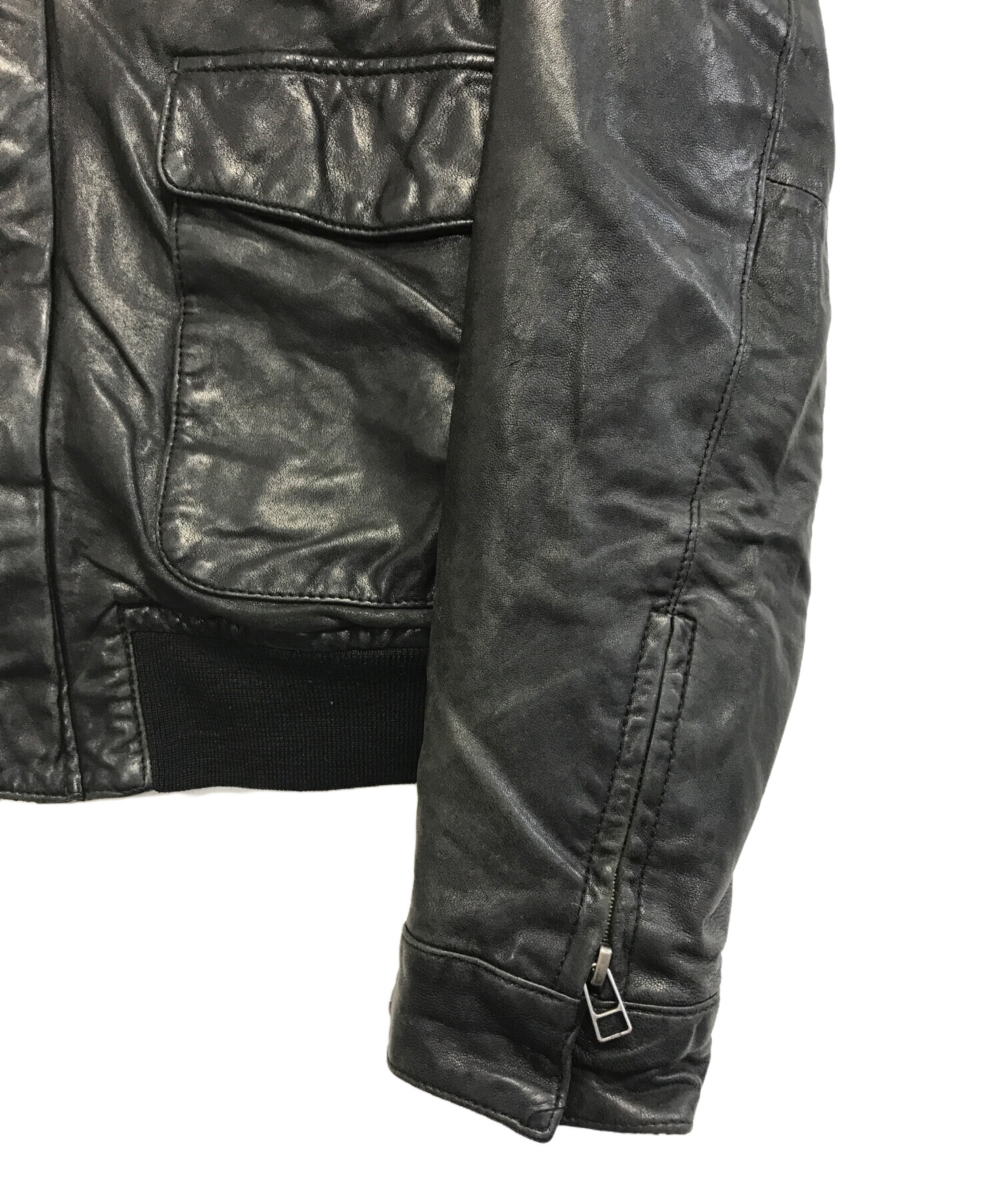 中古・古着通販】VINTAGE (ヴィンテージ) レザーブルゾン ブラック 