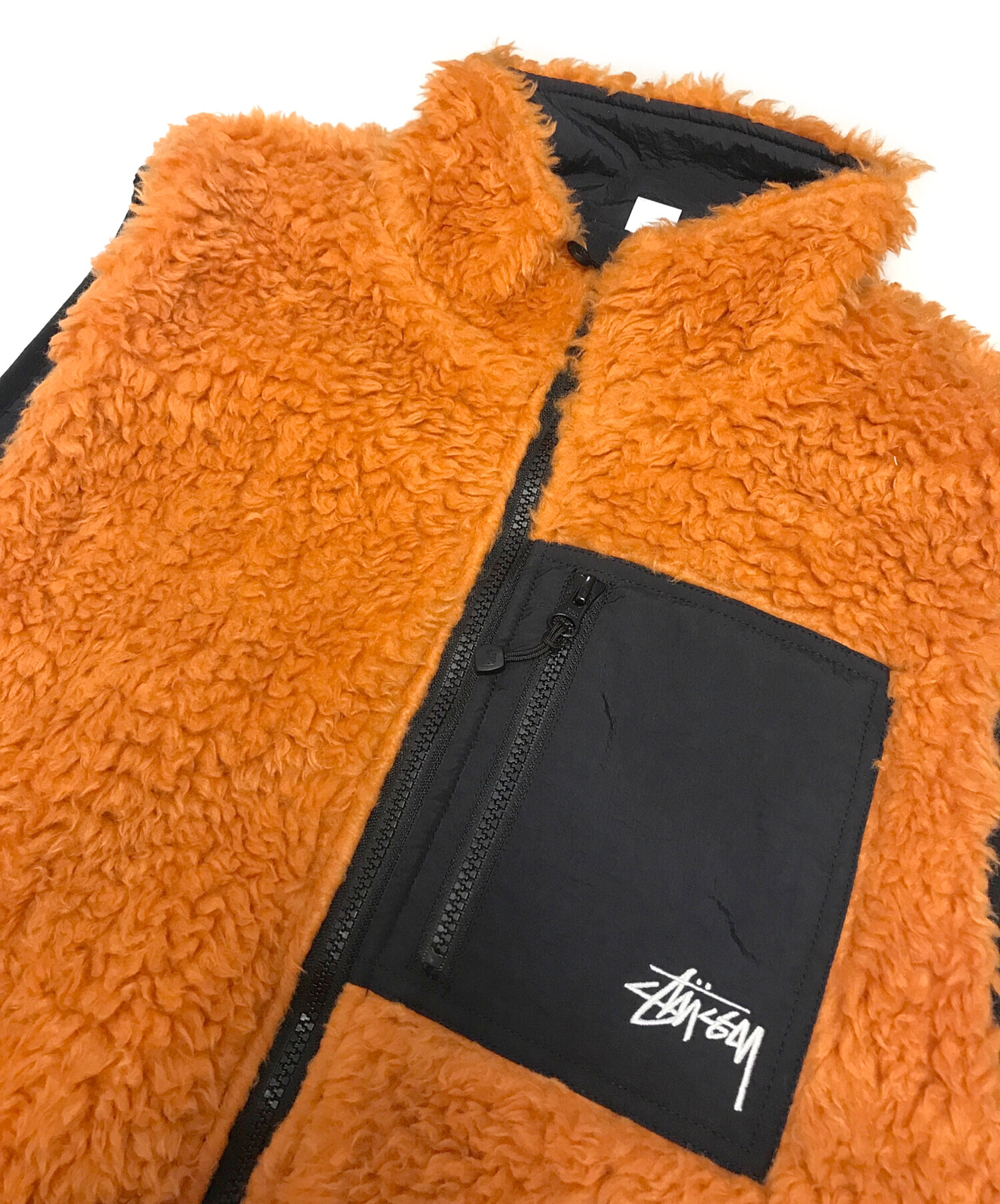 中古・古着通販】stussy (ステューシー) SHERPA VEST オレンジ サイズ 