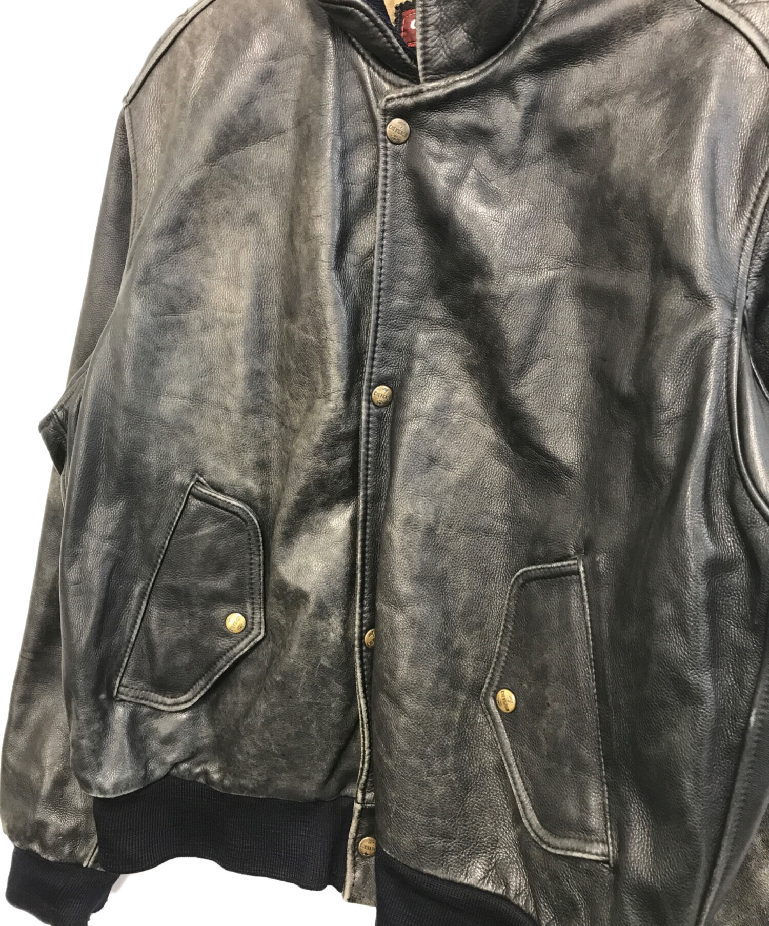 中古・古着通販】CHEVIGNON (シェビニオン) レザーブルゾン ブラック