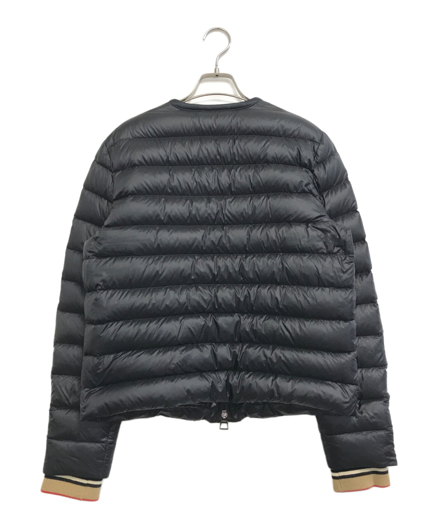 【未使用級】バーバリー シルク100％ ノーカラージャケット ネイビー L SL】【春夏】ノーカラー七分袖ジャケット/ネイビー/ウォッシャブル