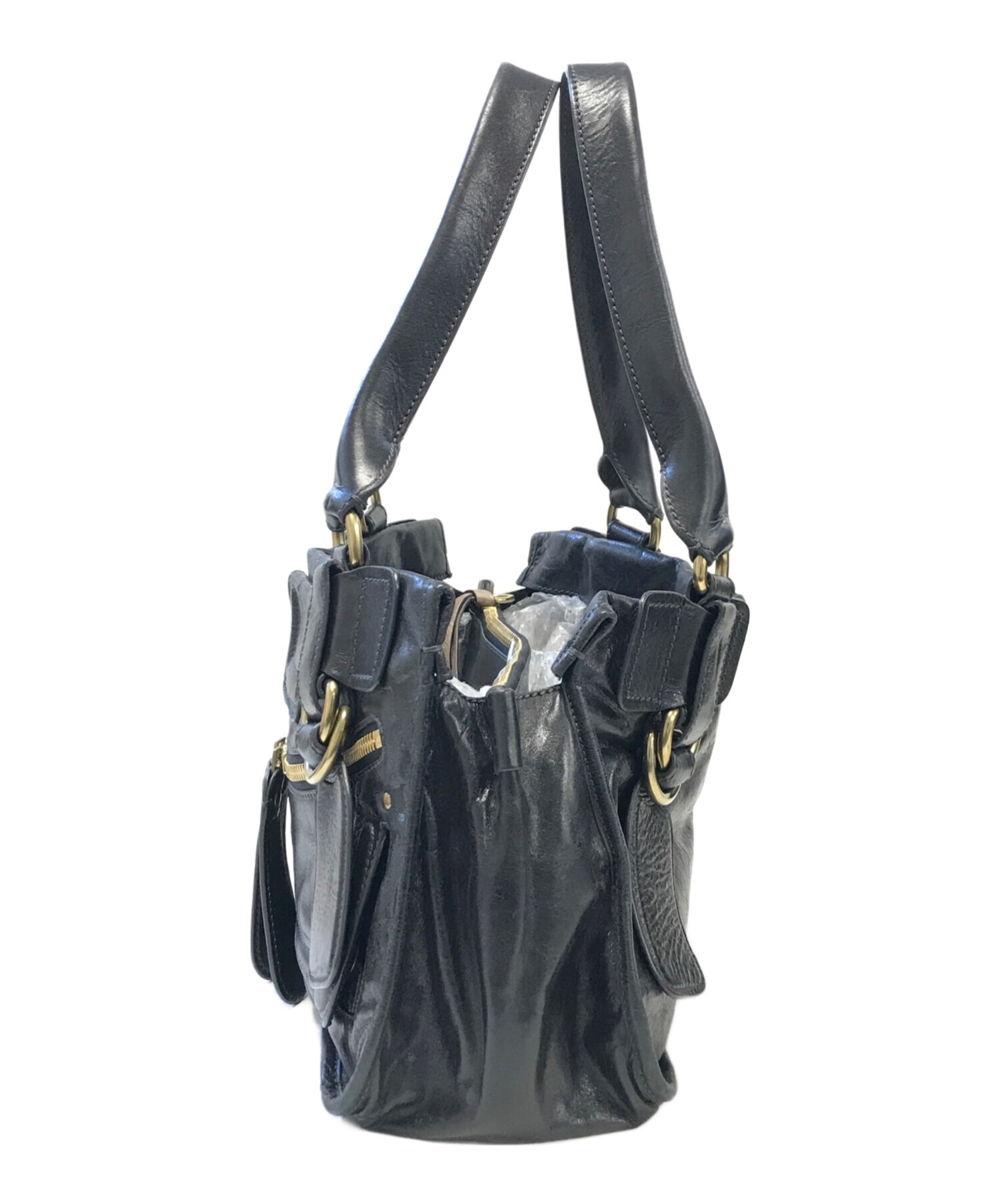 中古・古着通販】Chloe (クロエ) バテントレザーハンドバッグ ブラック 
