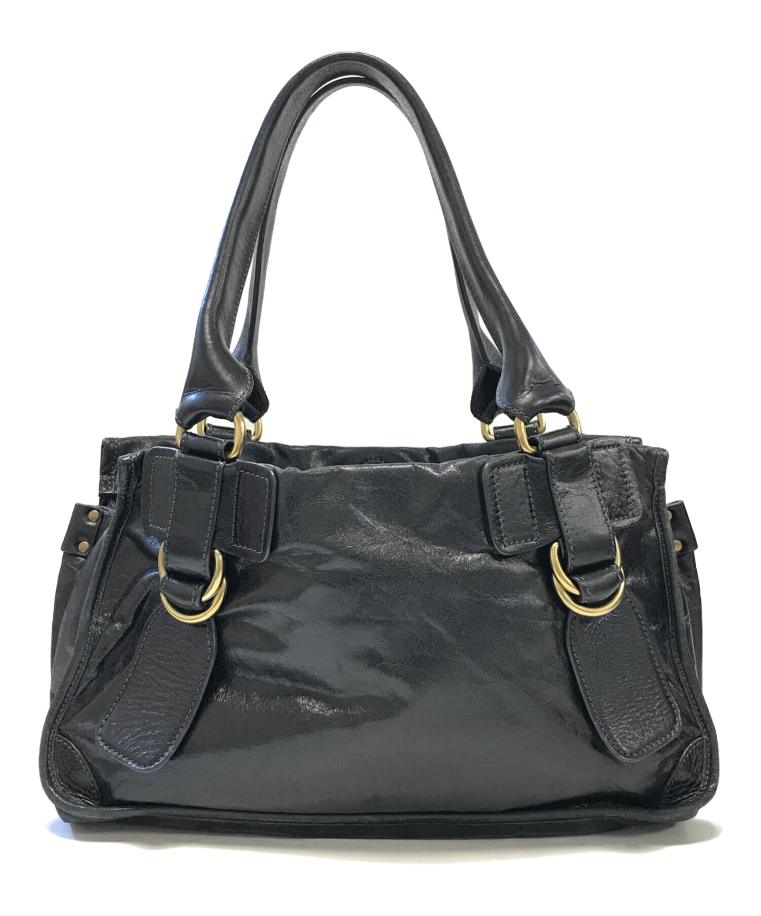 中古・古着通販】Chloe (クロエ) バテントレザーハンドバッグ ブラック 