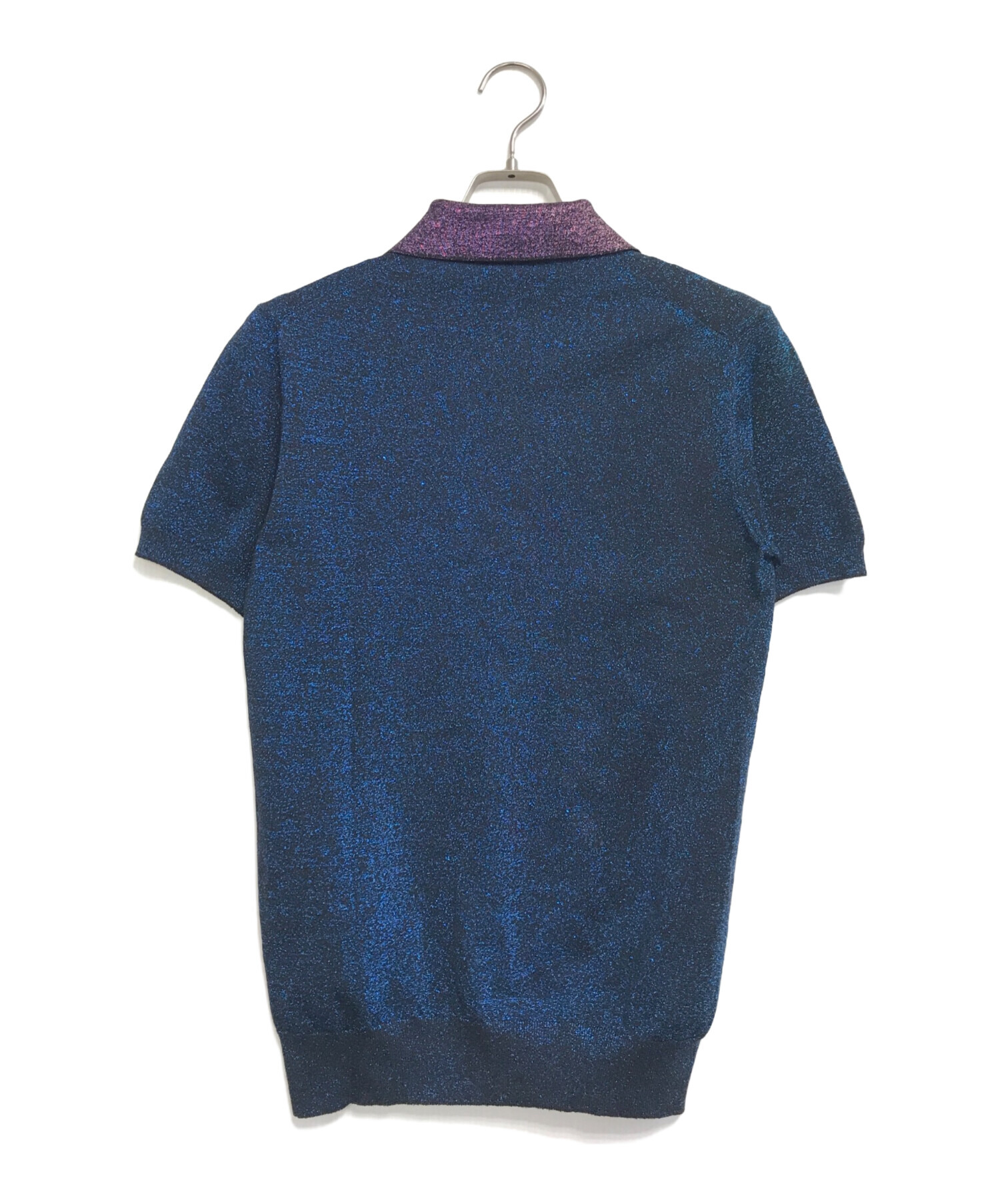 中古・古着通販】PRADA (プラダ) ラメニットポロシャツ ブルー サイズ