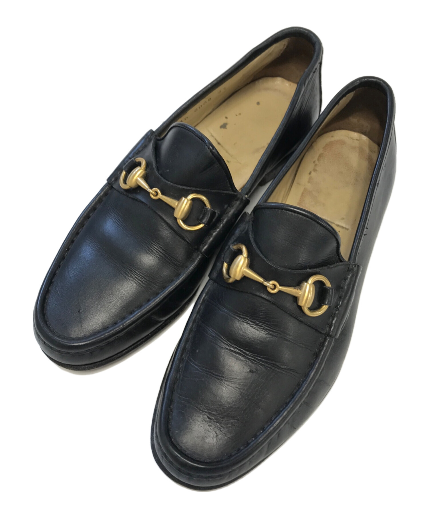 中古・古着通販】GUCCI (グッチ) ホースビットローファー ブラック