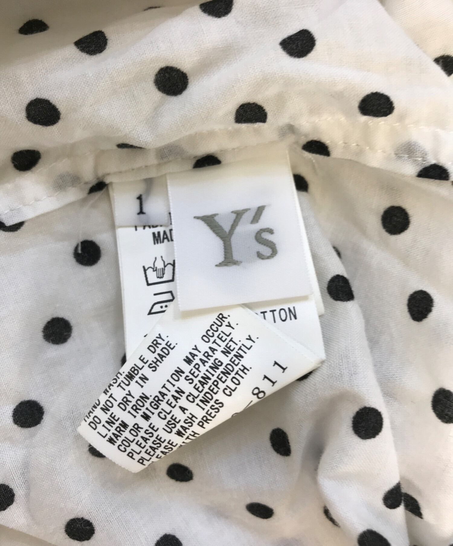 中古・古着通販】Y's (ワイズ) ドット柄ブラウス ホワイト サイズ:1