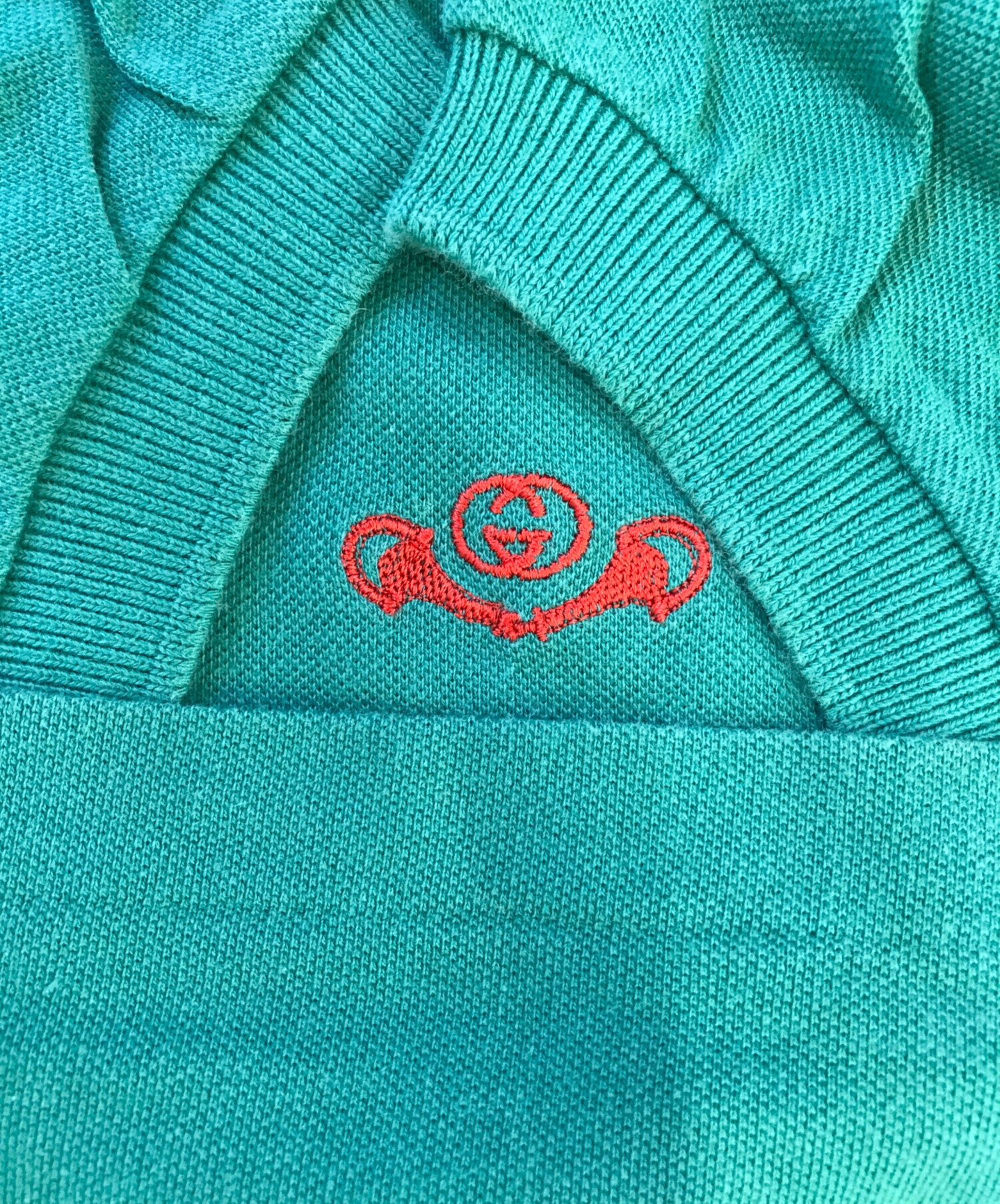 中古・古着通販】GUCCI (グッチ) ロゴ刺繍ポロシャツ グリーン サイズ 