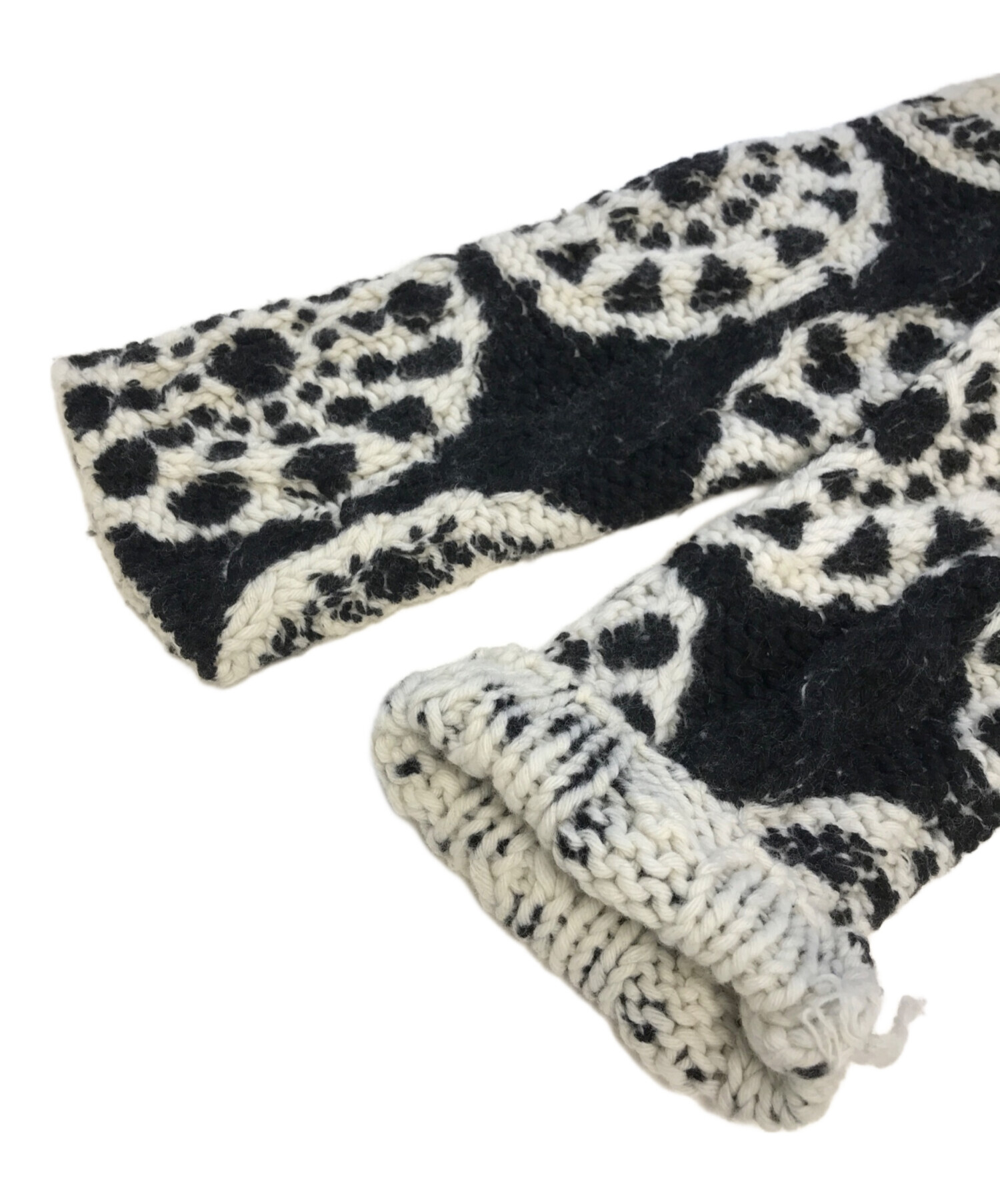 COMME des GARCONS 00s プリント加工手編みニットカーディガン 中古・古着通販】COMME des GARCONS (コムデギャルソン) 手編み総柄