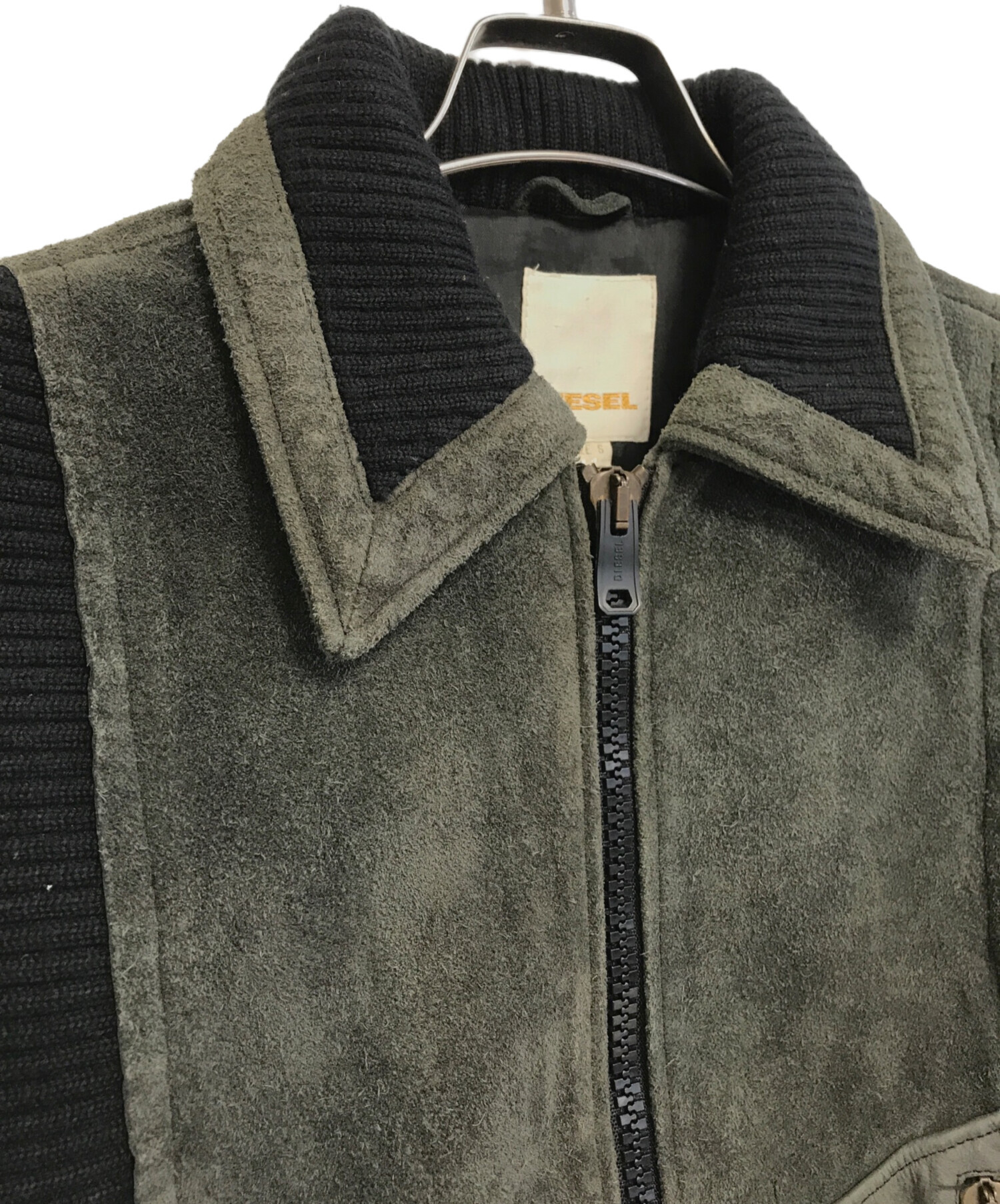 中古・古着通販】DIESEL (ディーゼル) レザー切替ジャケット グレー